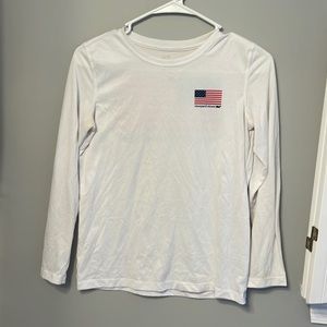 Vineyard Vines White Performance Tee, American Flag Juniors Size Large